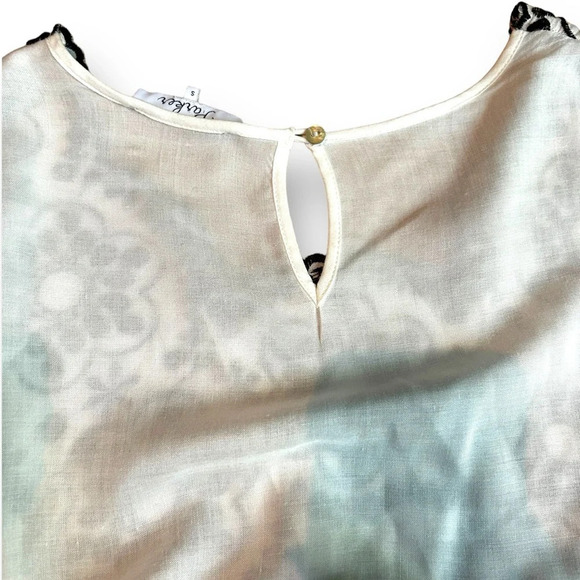 Parker Beth Eyelet Shift Dress Embroidered Mini Black White Size Small Scalloped - Picture 13 of 13